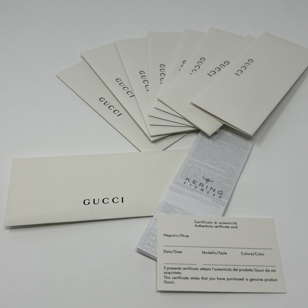 Gucci Authenticity Certificate Card & Envelope Only Lot Of 9